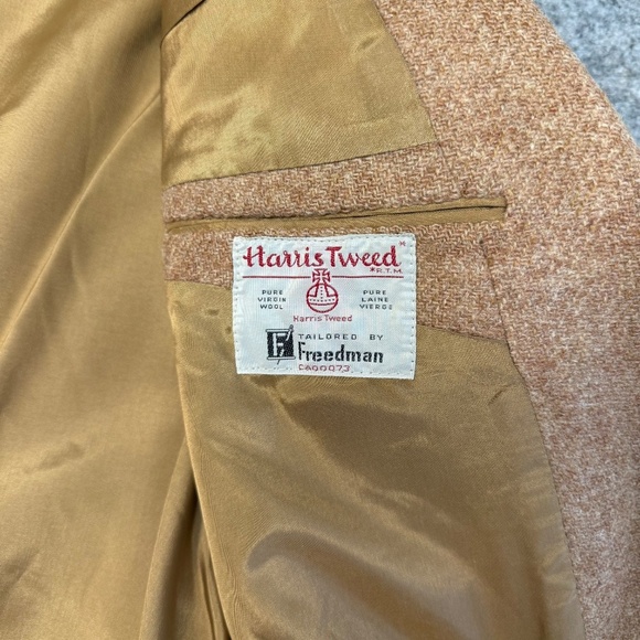 Harris Tweed Freedman Academia Camel Brown Wool Sport Coat Blazer Jacket Mens - Picture 6 of 12